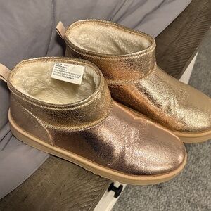 Metallic Gold Ankle Boots